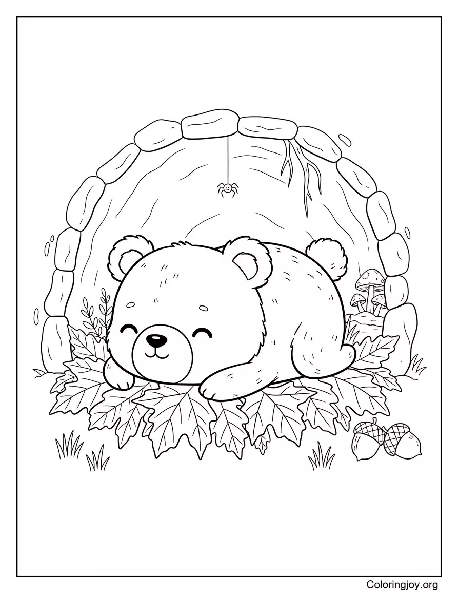 Hibernating Bear in Cozy Den