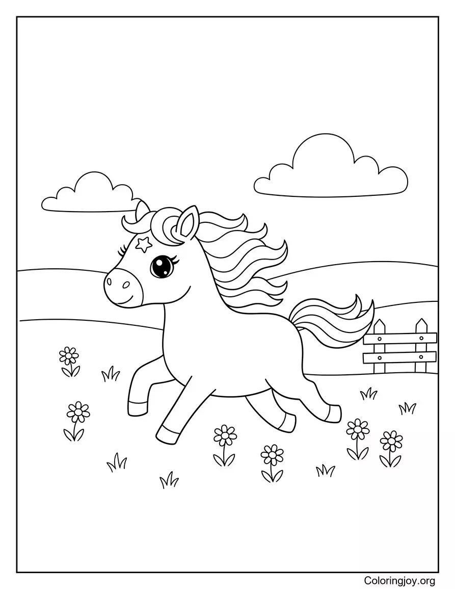 Fast Galloping Horse Coloring Sheet