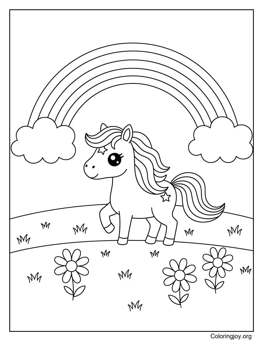 Free Printable Horse With Rainbow
