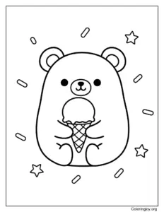 Kawaii Bear with Ice Cream Cone