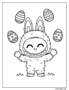 Labubu Juggling Easter Eggs