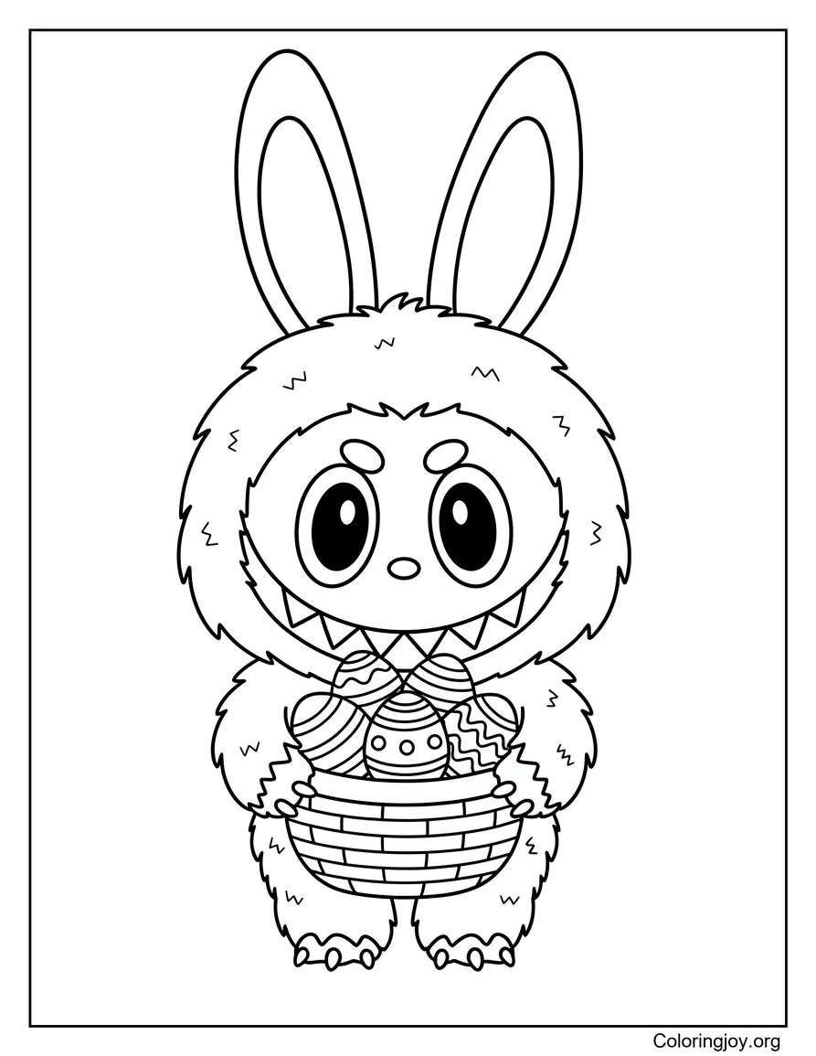 Labubu's Bunny Ears and Basket of Eggs