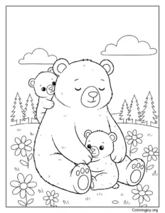 Mama Bear with Two Cubs