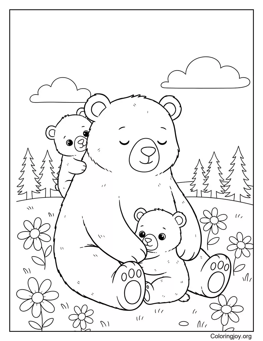 Mama Bear with Two Cubs