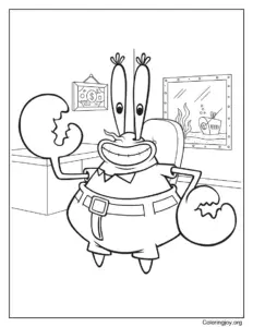 Mr krabs in Office coloring page