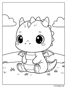 Coloring sheet of Friendly Dragon