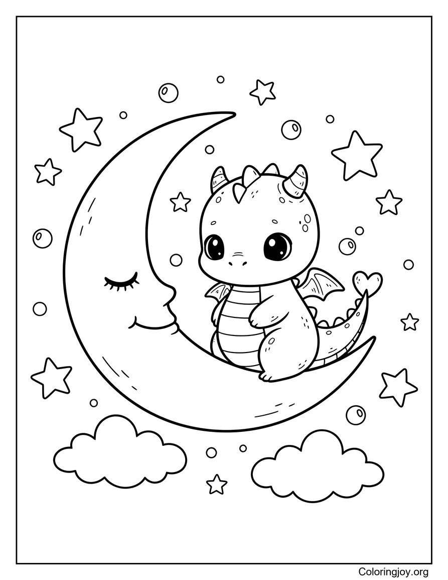 Night Sky Dragon with Crescent Moon