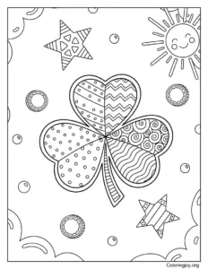 Lucky Four-Leaf Clover with Stars