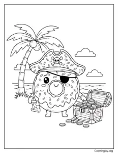 Pirate Donut Searching for Treasure