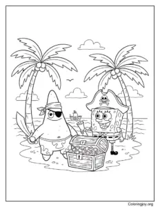 Pirate Patrick and SpongeBob Adventure Scene