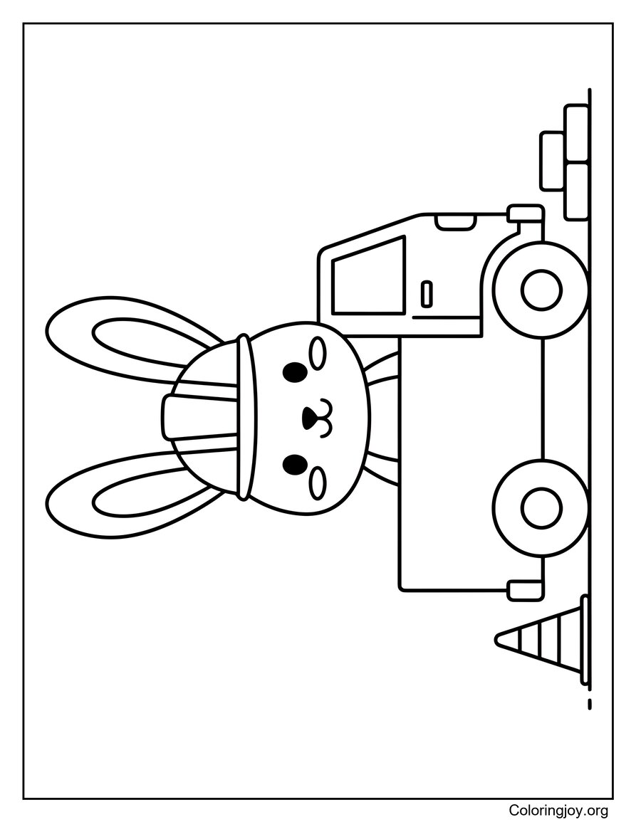 Rabbit Builder Driving a Construction Truck