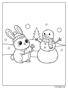 Bunny watering giant flower