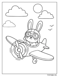 Superhero Bunny Flying Over the City