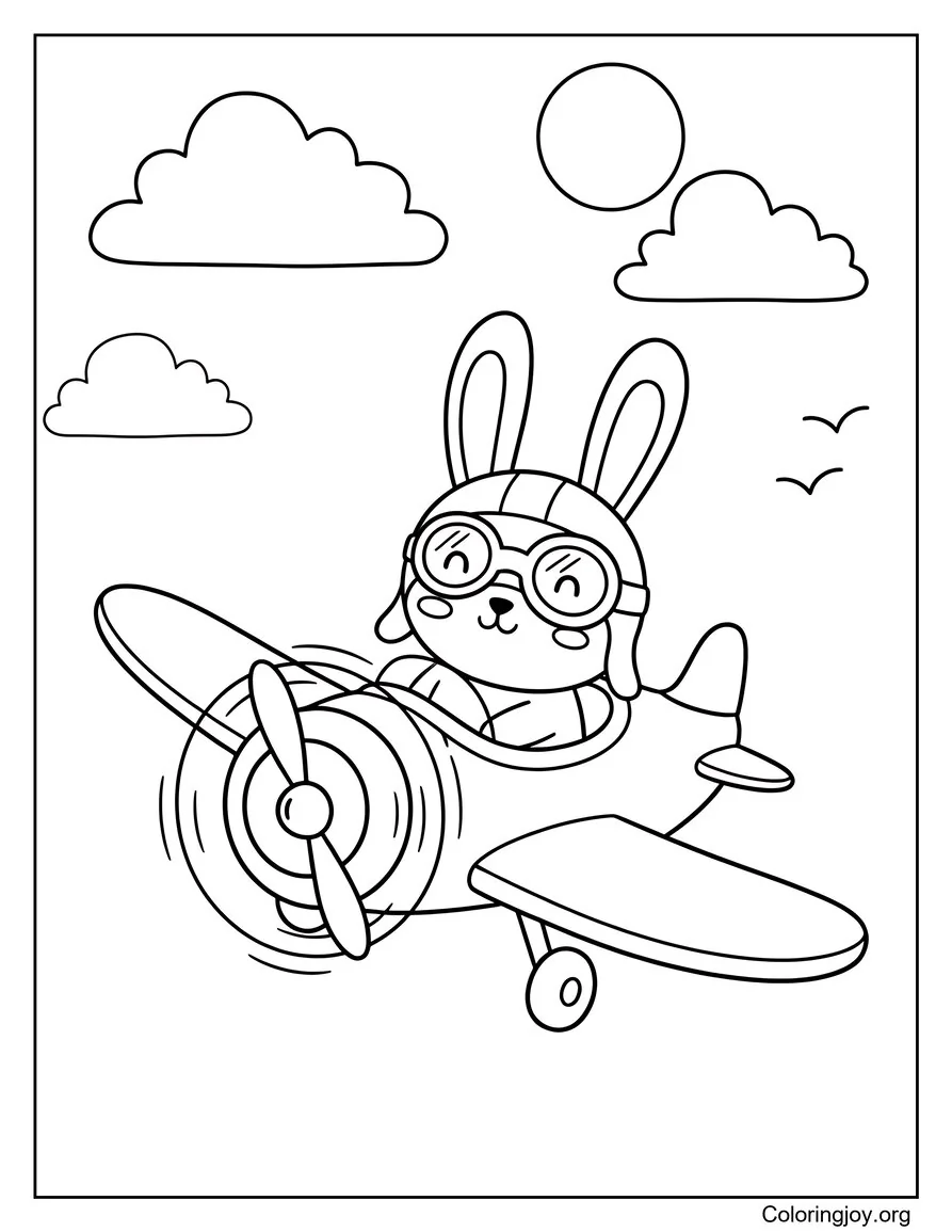 Superhero Bunny Flying Over the City