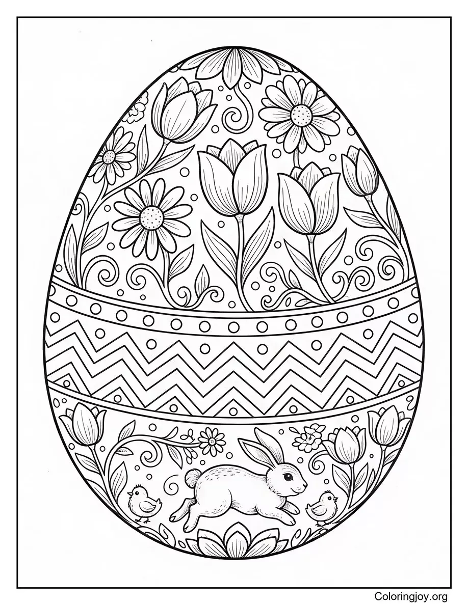 Realistic Easter Egg Coloring Page