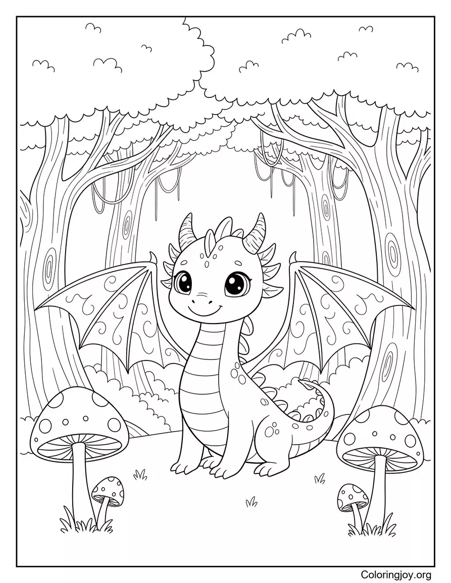 Realistic Forest Dragon with Large Wings