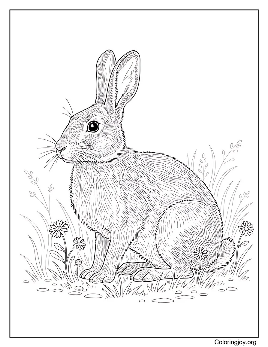 Rabbit Family In Nature Realistic