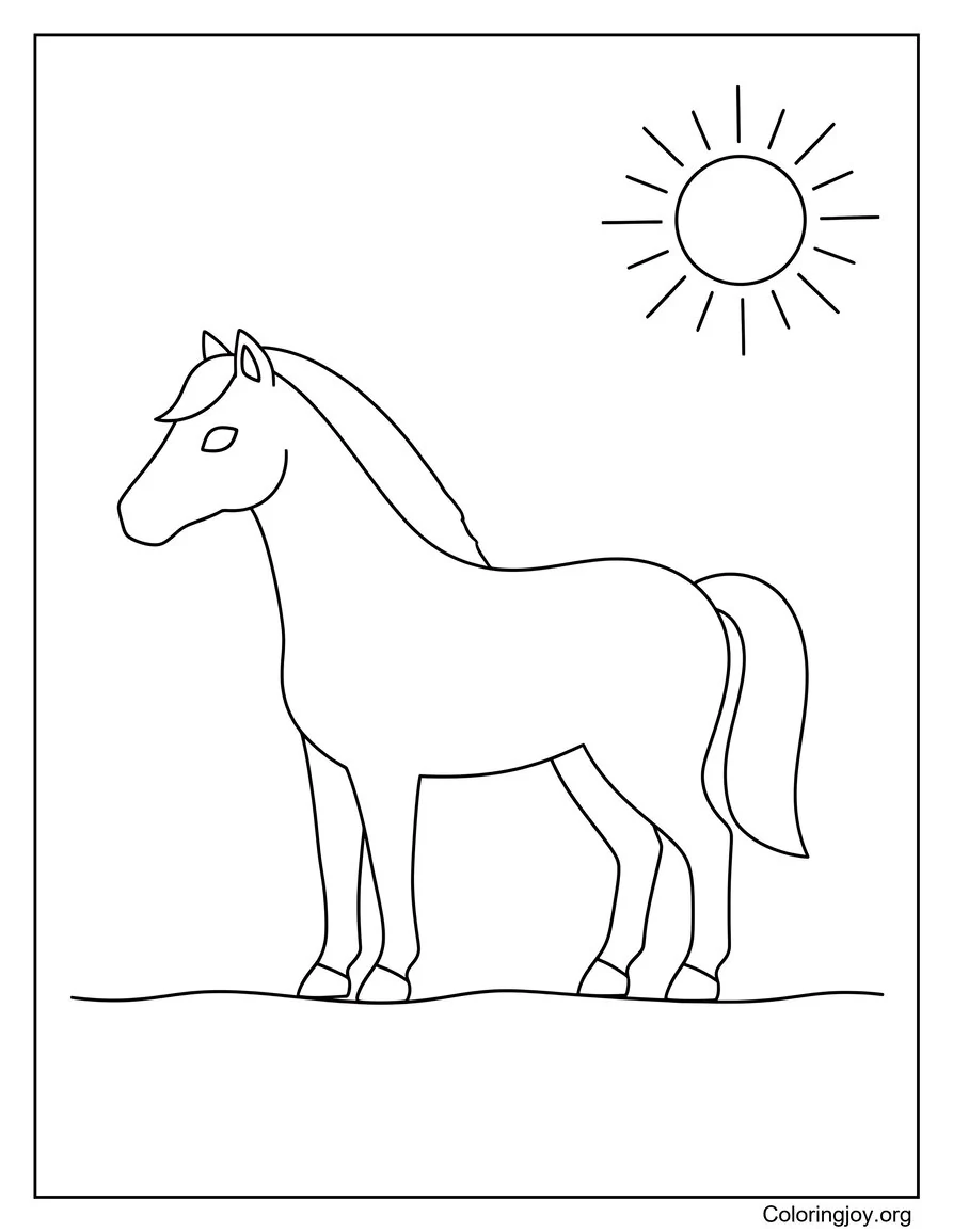 Simple Horse Coloring Page for Kids
