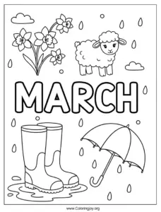 Simple March Coloring page