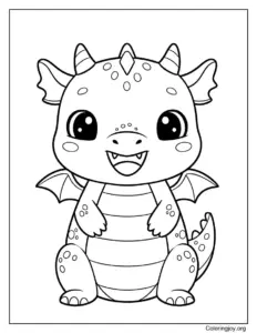 Printable Simple Smiling Dragon for Toddlers