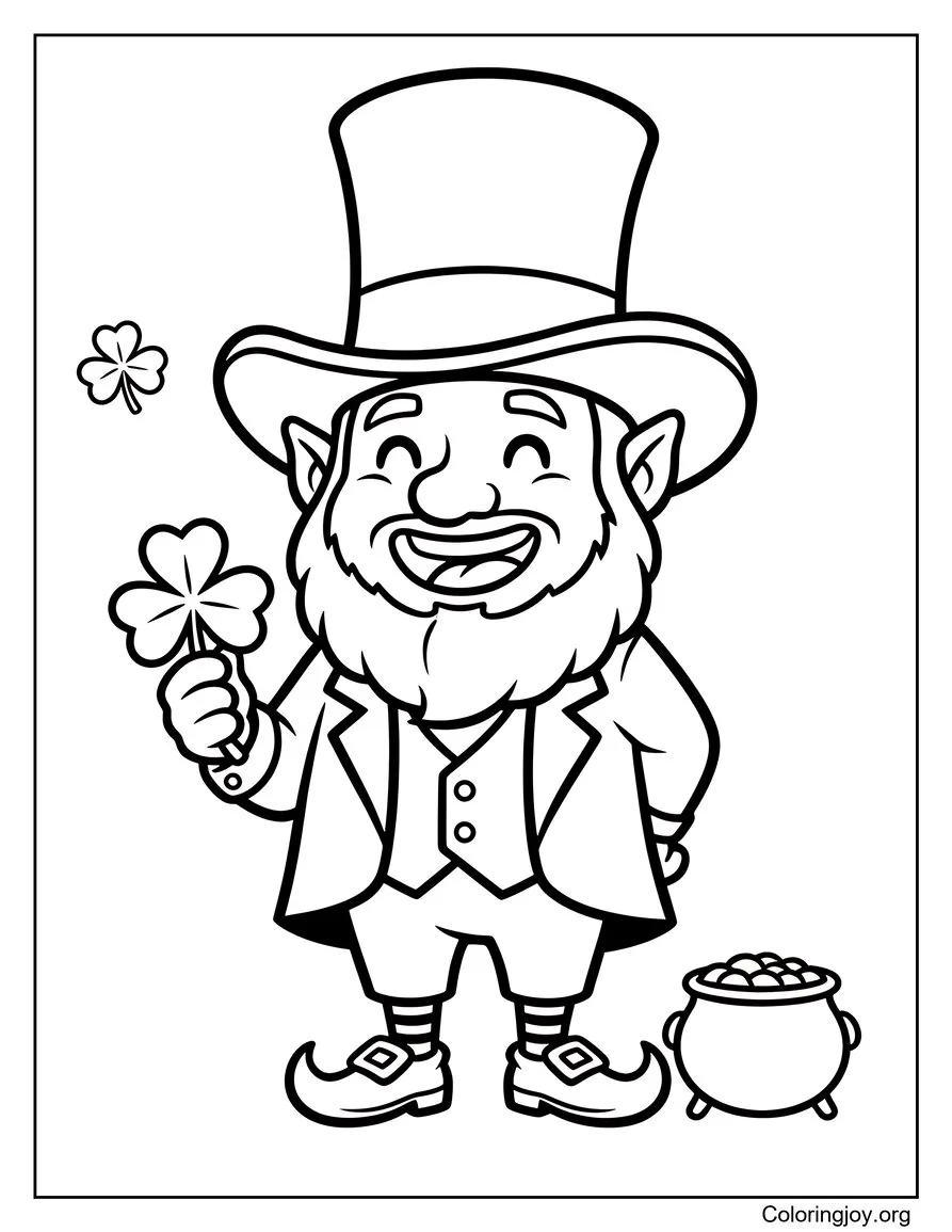 Smiling leprechaun wearing a tall green hat