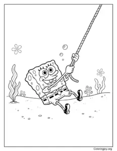 SpongeBob Swinging from a Rope