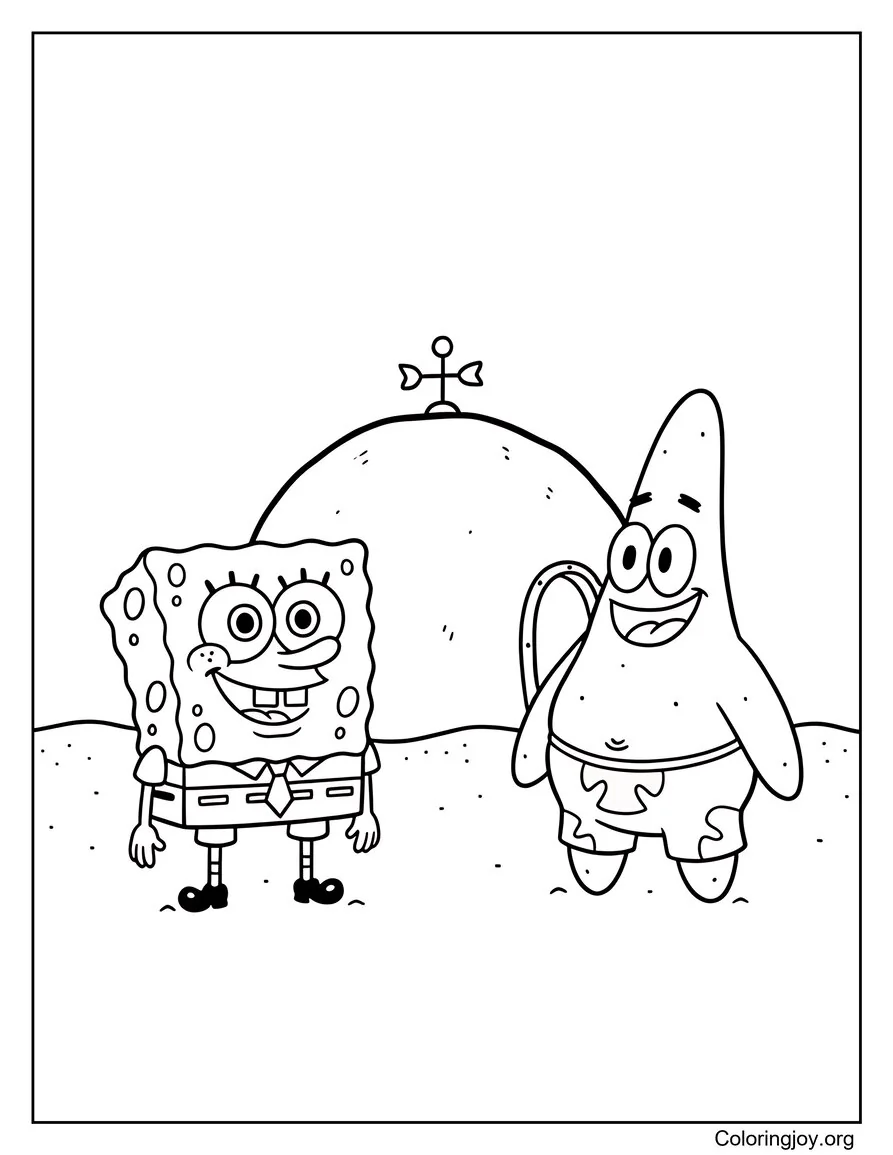 SpongeBob Visiting Patrick at His Rock House