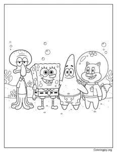 SpongeBob with Patrick, Squidward and Sandy Group Scene