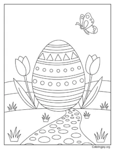 Spring Garden Easter Egg Coloring Page
