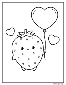Strawberry Holding a Heart Balloon