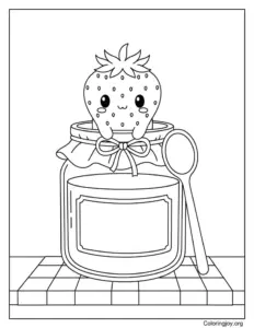 Strawberry in a jar of jam