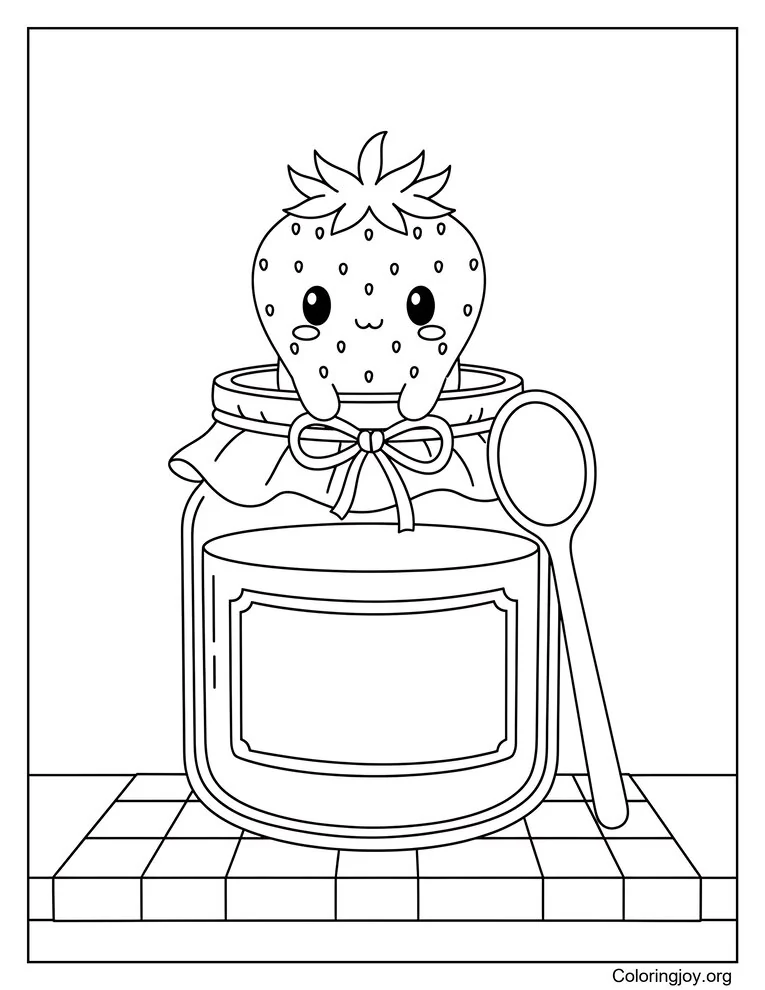 Strawberry in a jar of jam