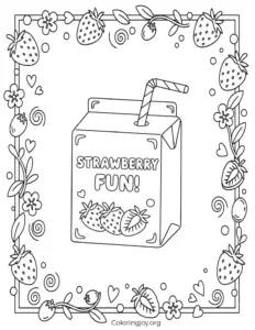 strawberry juice box Coloring Page