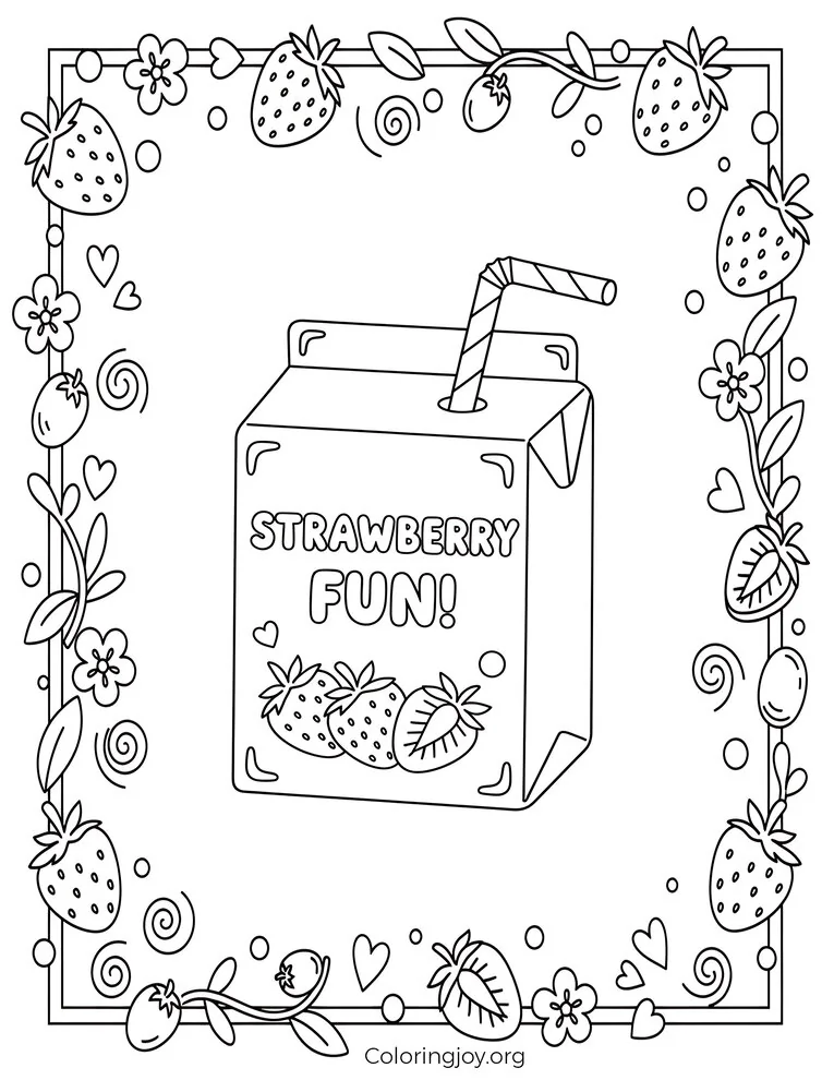 strawberry juice box Coloring Page