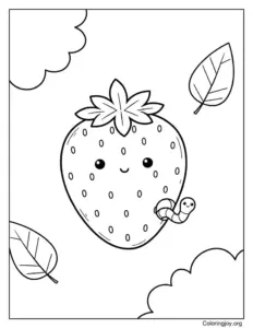 Strawberry with a Smiling Worm