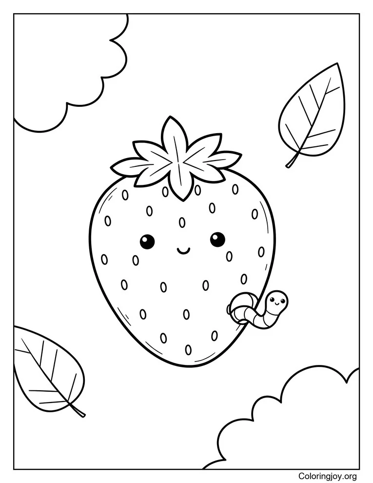 Strawberry with a Smiling Worm