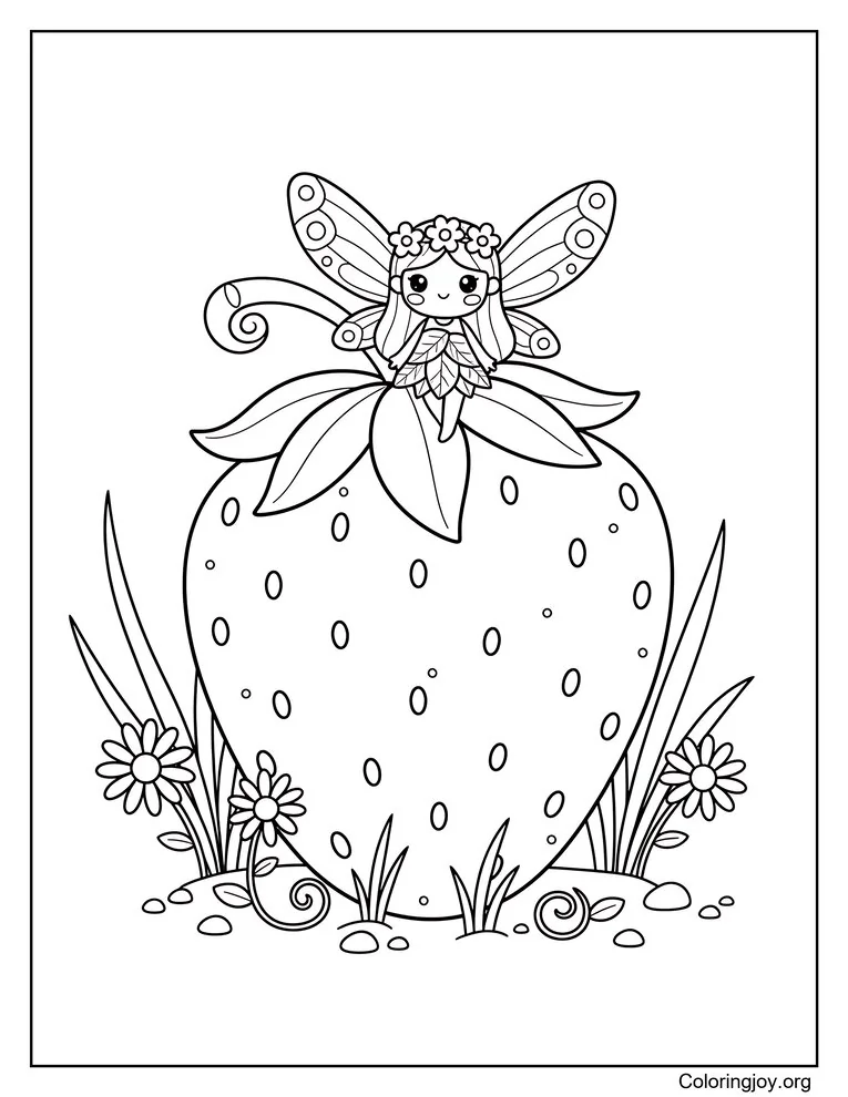 Strawberry with a Tiny Fairy