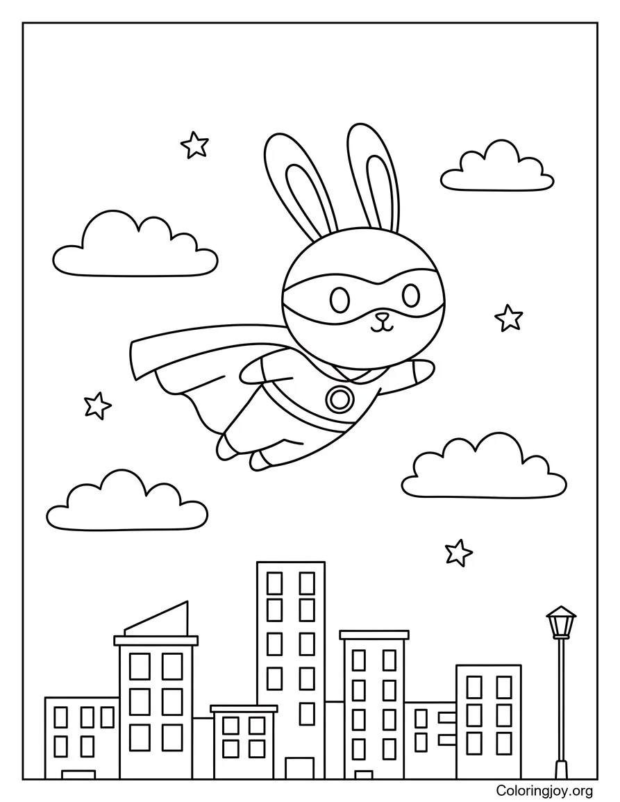 Bunny Driving a Cute Car Coloring Sheet