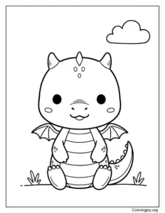 Sweet Cartoon Dragon with Tiny Wings for kids