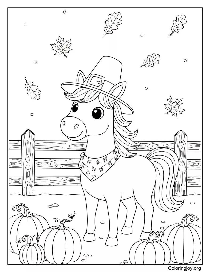 Horse Thanksgiving Coloring Page