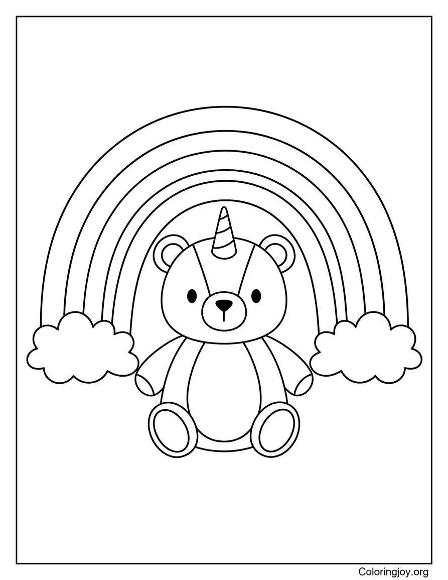 Unicorn Teddy Bear with Rainbow