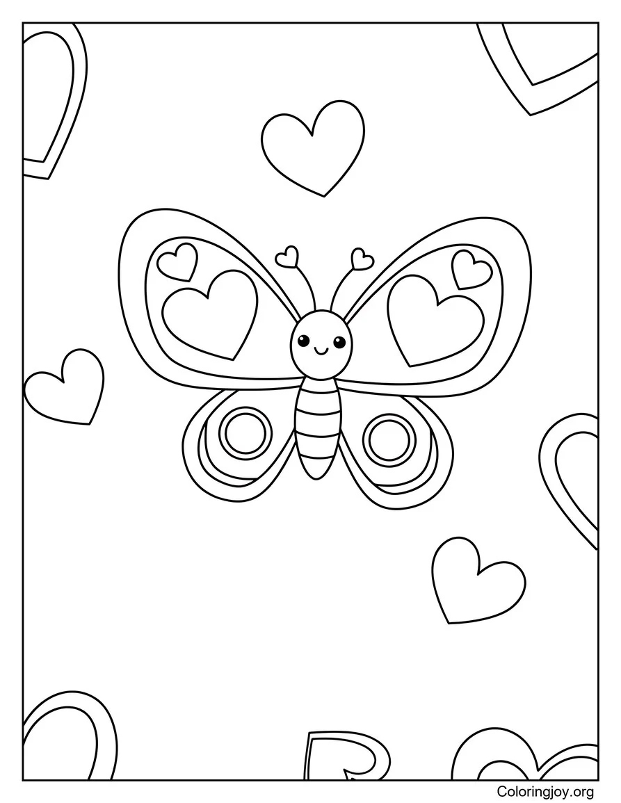 Valentine Butterfly Coloring Page