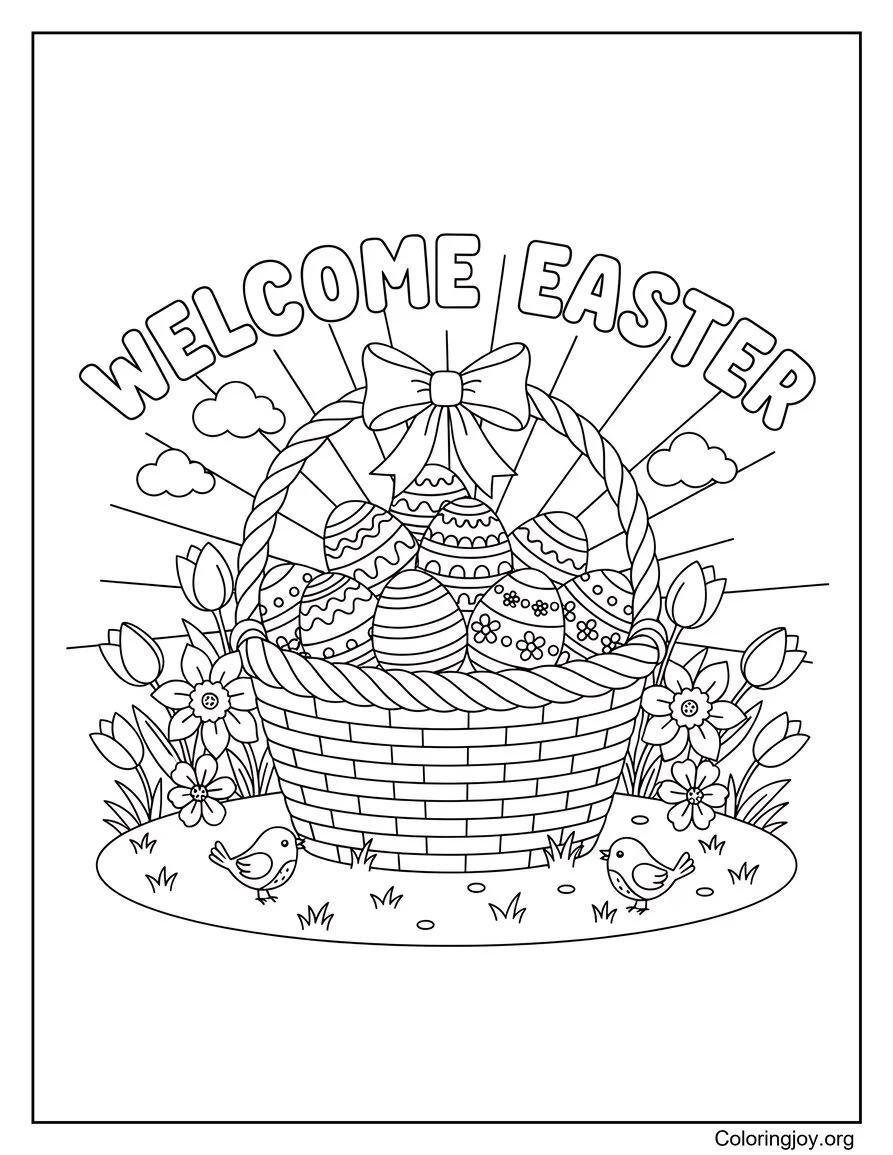Welcome Easter Coloring Page