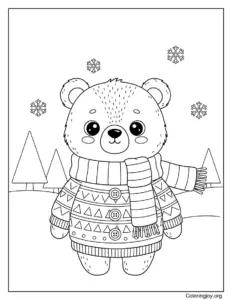 Winter Bear with Scarf & Sweater