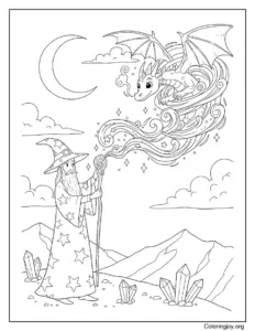 Wizard Summoning a Magical Dragon