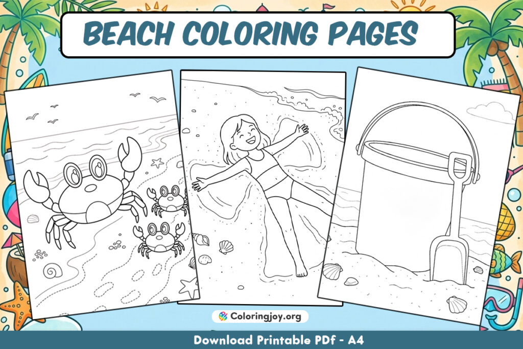 Beach Coloring Pages (100% Free Printable PDFs)