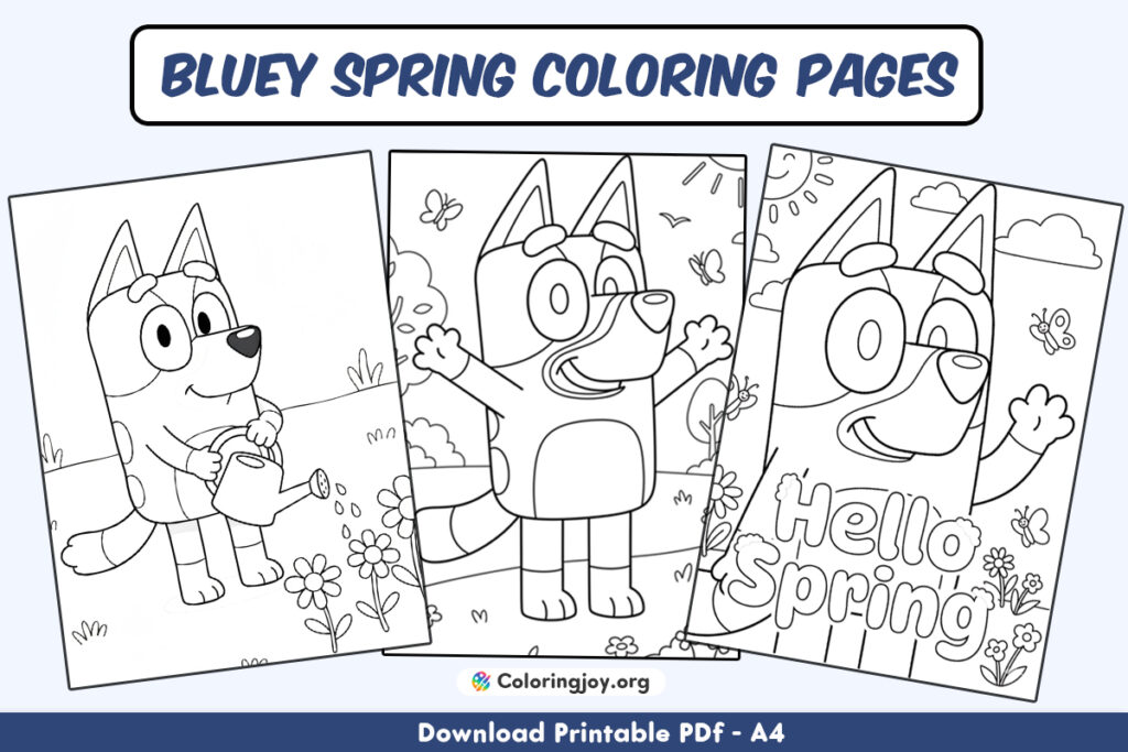 Bluey Spring Coloring Pages (PDFs Easy to Download and Print)