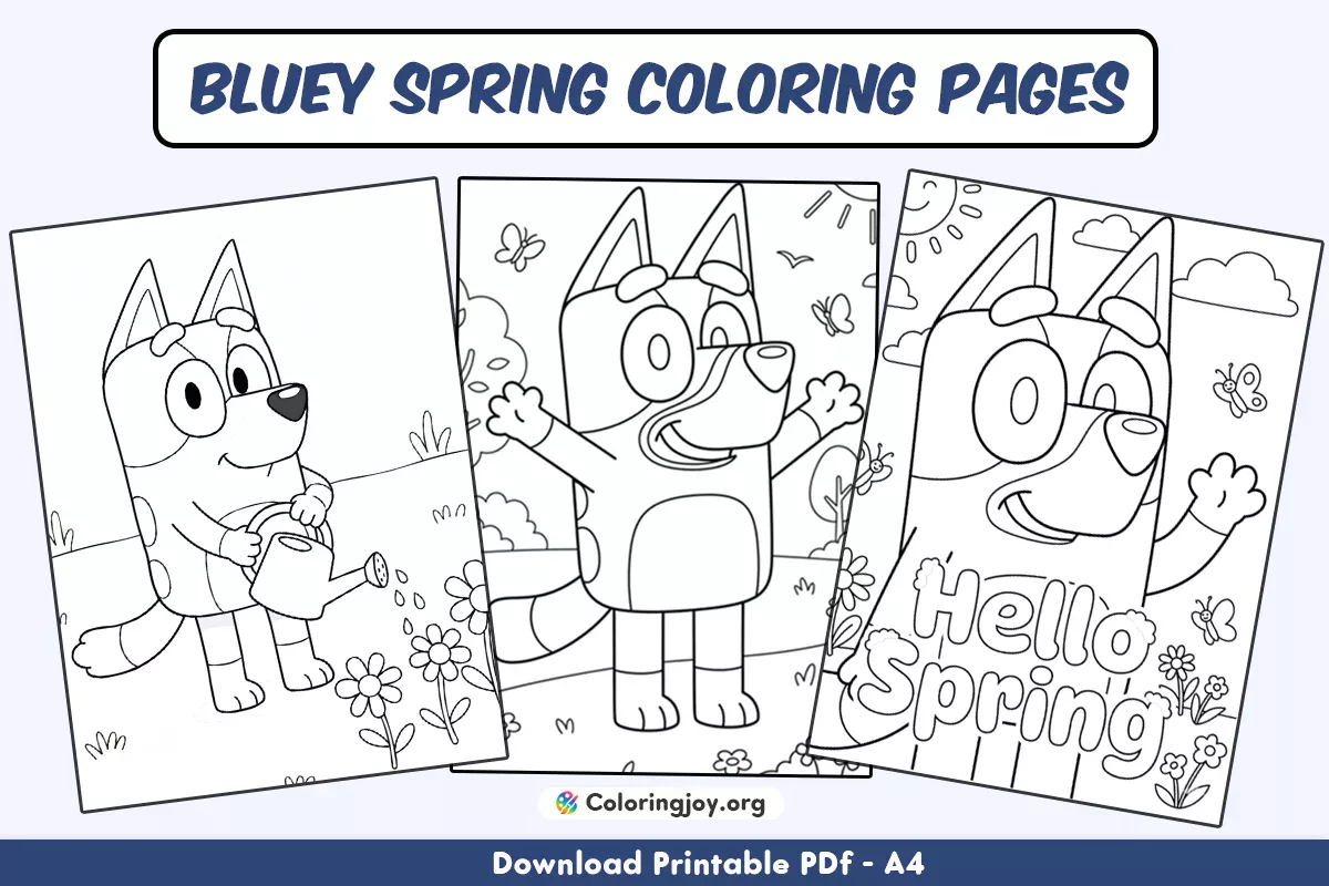 Bluey Spring Coloring Pages (PDFs Easy to Download and Print)