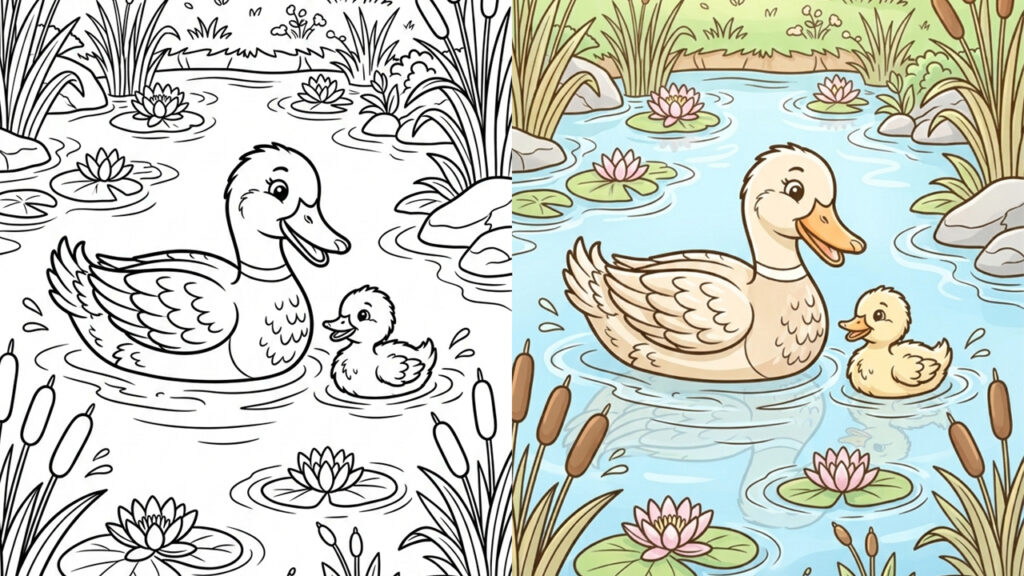 Duck and Duckling Coloring Pages (37 Free PDFs Printable)
