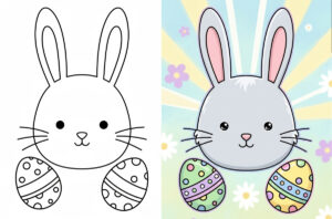 Simple Easter Bunny coloring pages (Free PDFs Printable)